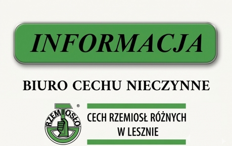 Biuro Cechu będzie nieczynne w dniu 02.10.2026